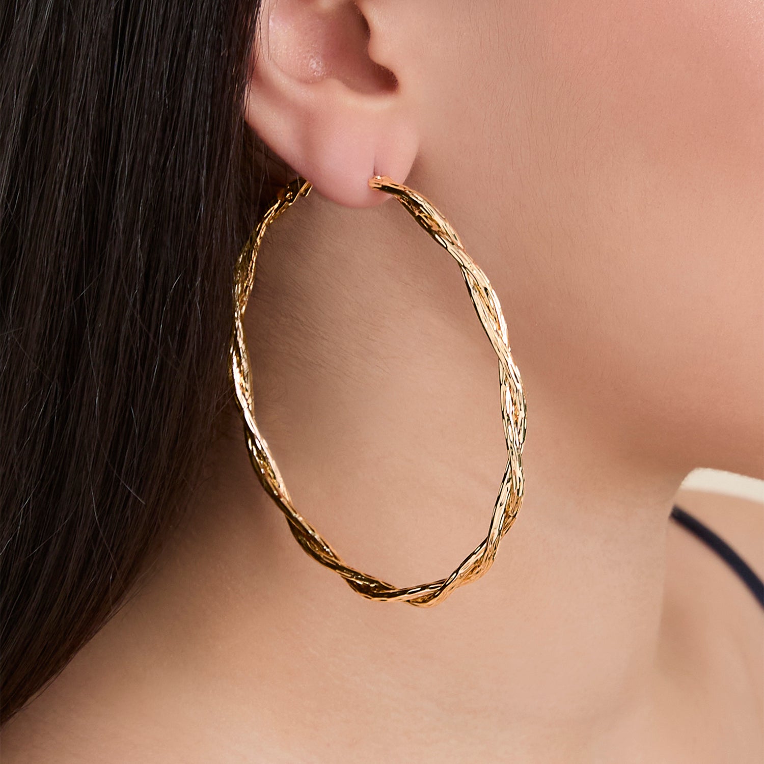 JS Jessica Simpson Gold Tone Twisted Hoop Earrings