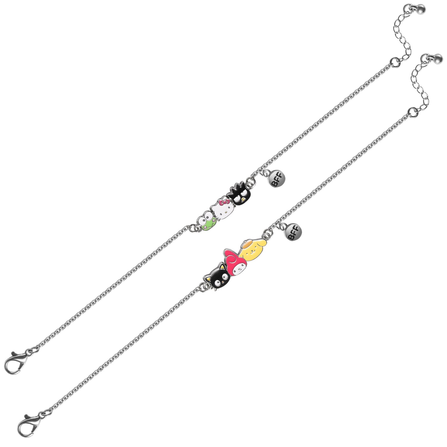 SALLY ROSE Hello Kitty and Friends Friendship Bracelet Set of 2 Official License, Fashion Sanrio Bracelets with BFF Charm