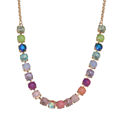 Juicy Couture Womens Tennis Necklace with 8MM Multicolor Crystals, 16"+2" Gold Tone-Plated Tennis Jewelry