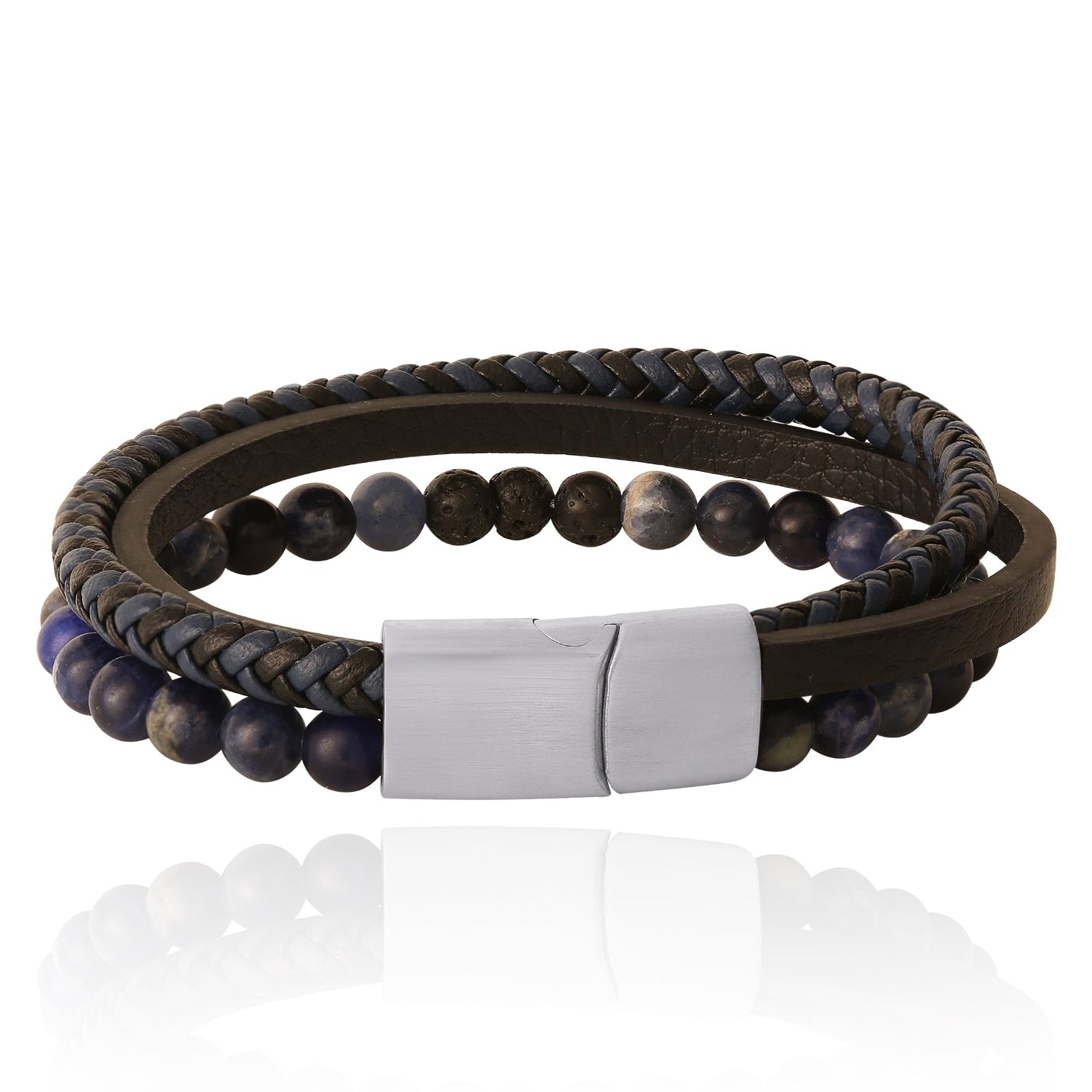 Lucky Brand Stainless Steel (316L) Blue 3-Row Bracelet