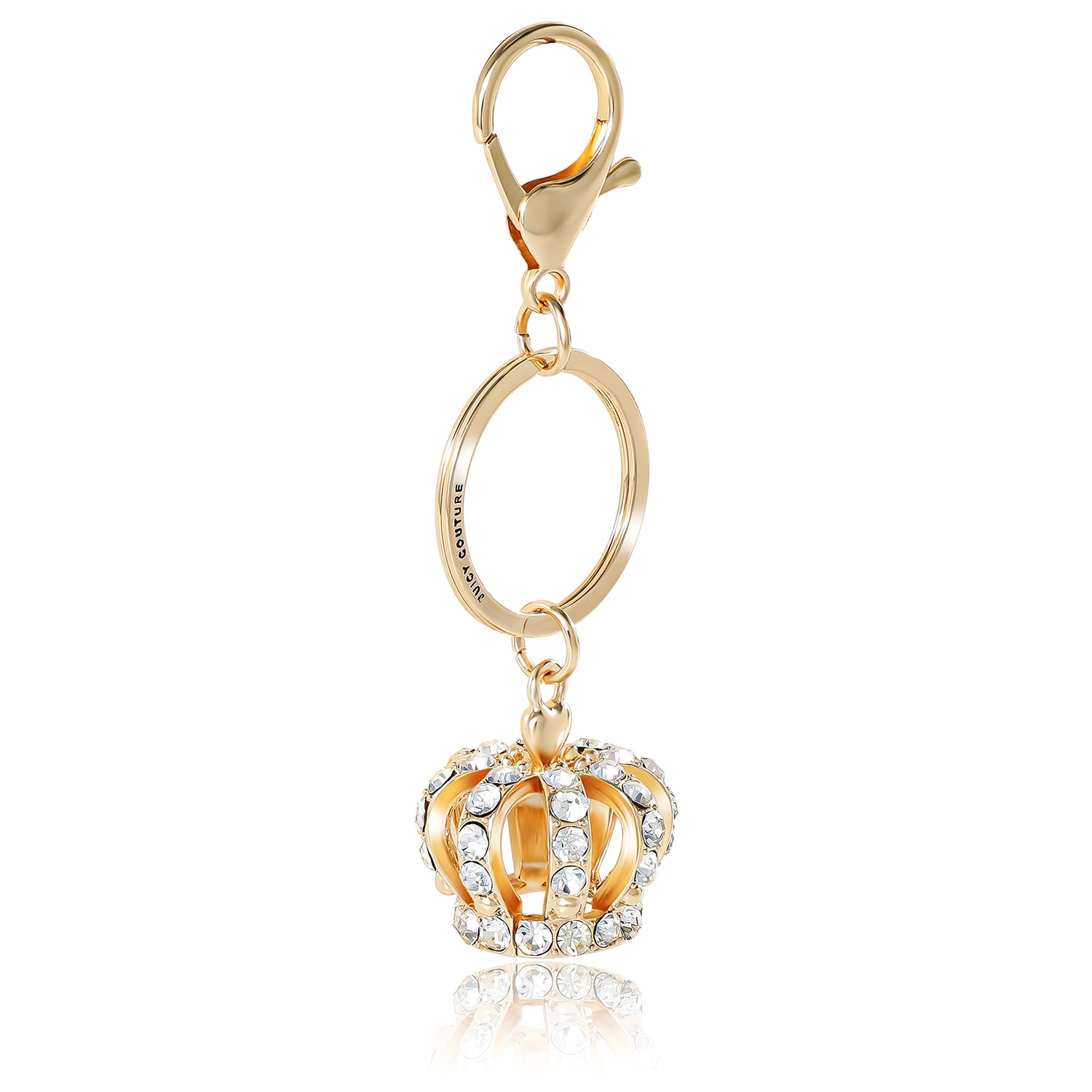 Juicy Couture Gold-Tone Crystal Crown Keychain & Earring Set