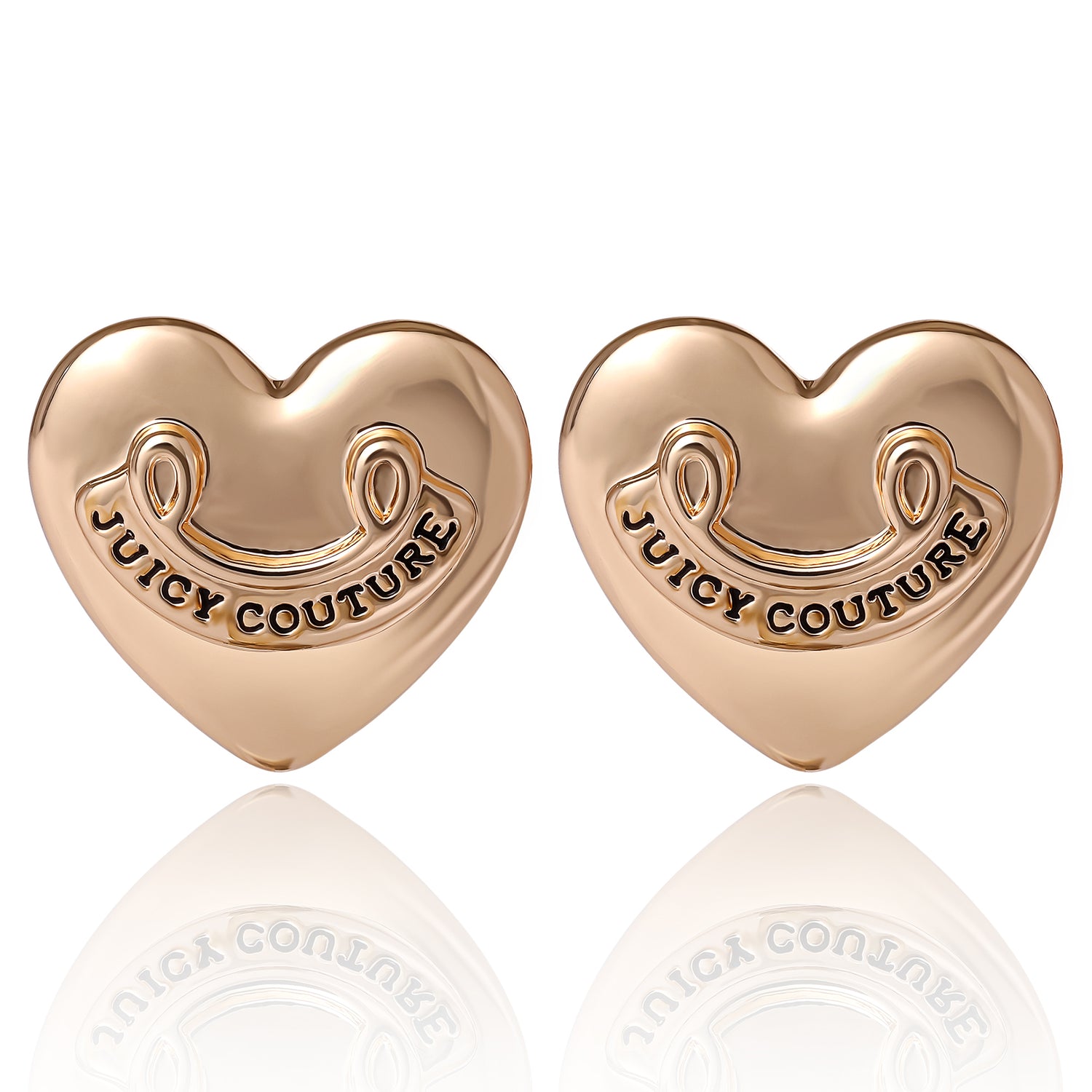 Juicy Couture Heart Stud Earrings with Iconic Logo