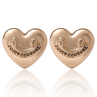 JUICY COUTURE LOGO HEART STUD EARRINGS -IMITATION YG PLT