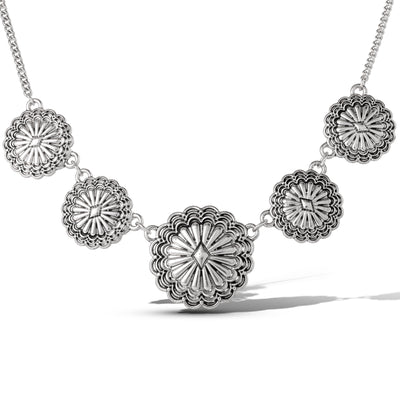Jessica Simpson Statement Medallion Necklace in Antiqued Silver