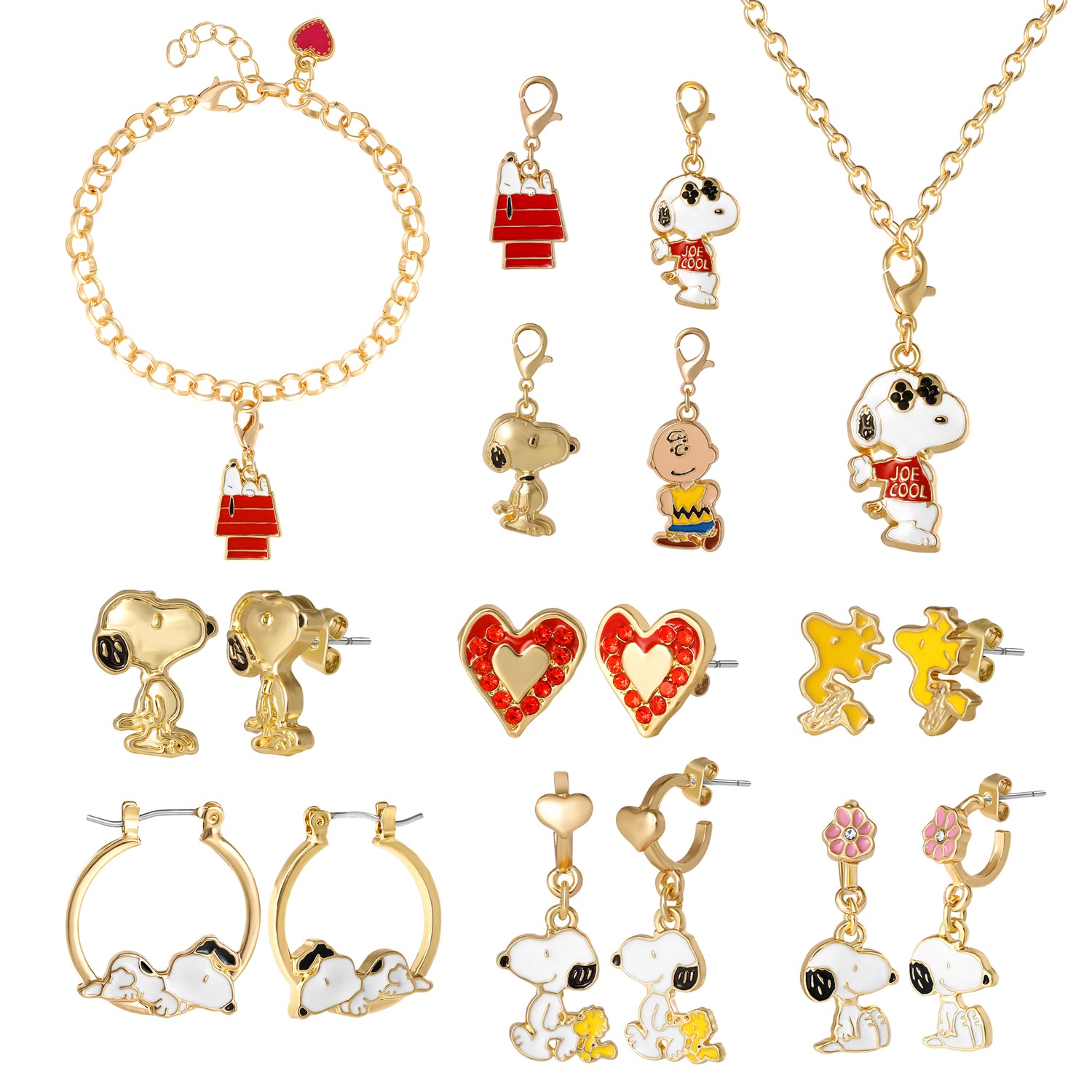 Peanuts Holiday Charm Advent Jewelry Gift Set with Snoopy and Friends