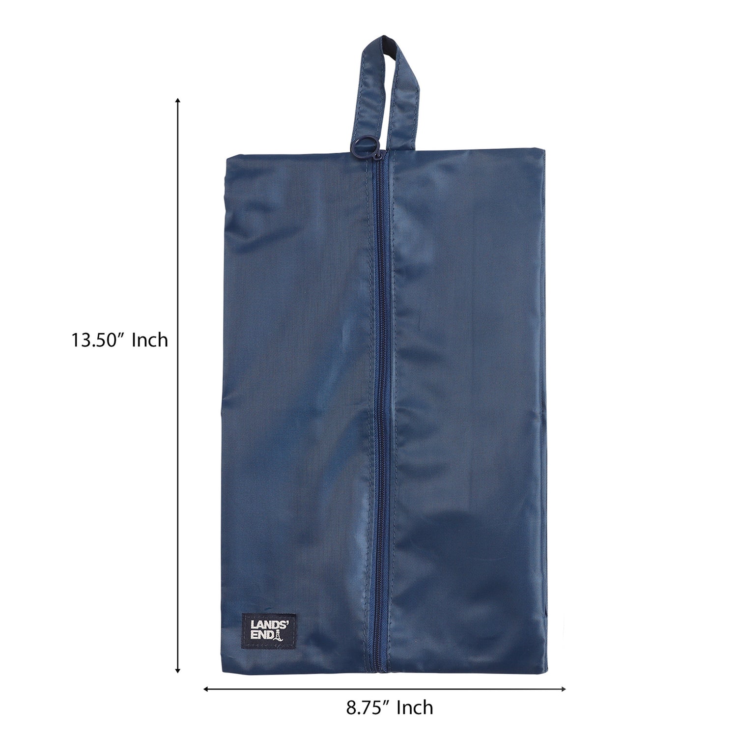 Lands' End Shoe Bags for Travel Set of 2, Polyester Canvas Shoe Travel Bag with Zipper Closure (Navy)