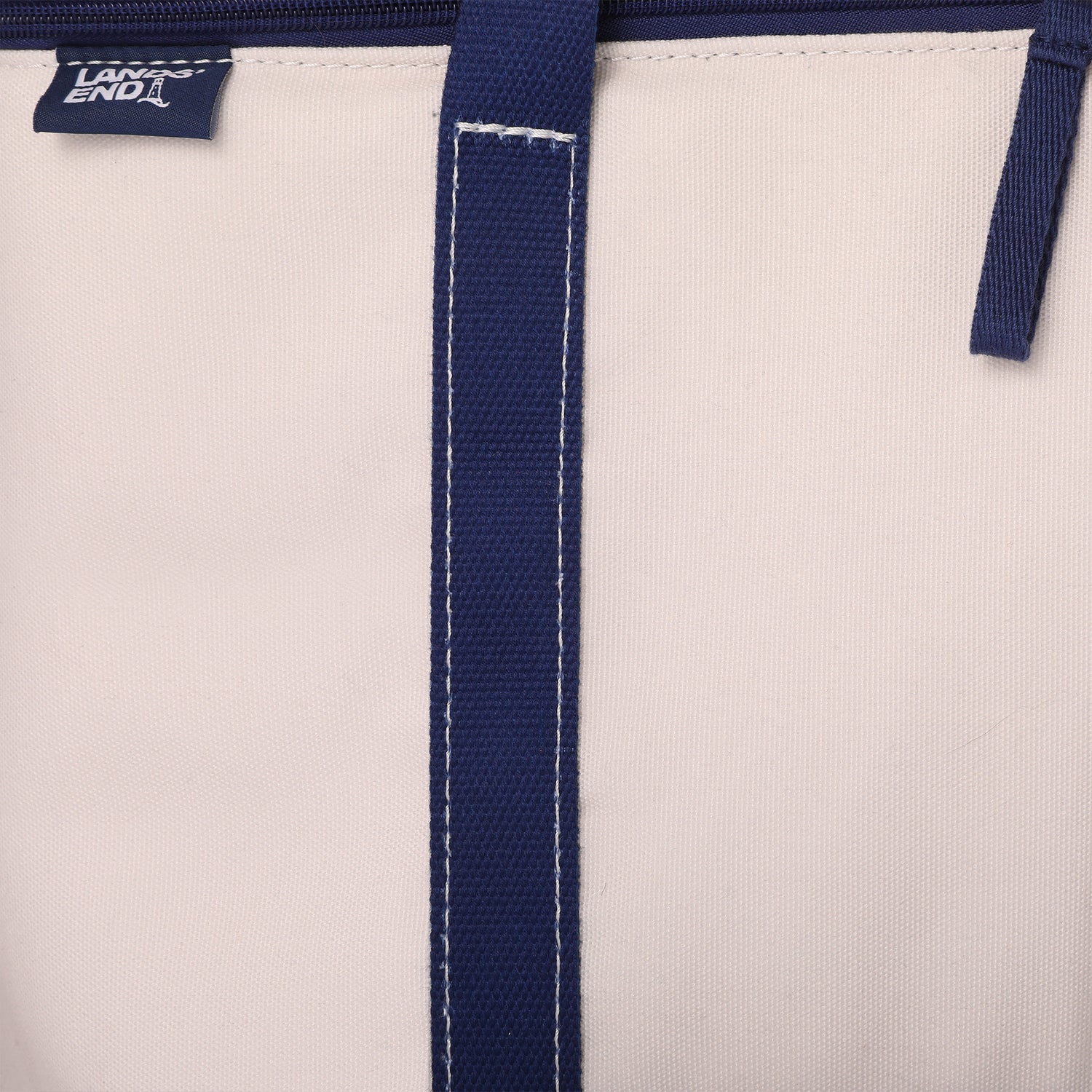 Lands' End Rectangular Large Cooler Bag Insulated 8 Gal, Canvas Soft Cooler with Tote Handles and Zip Closure (Navy) - Navy