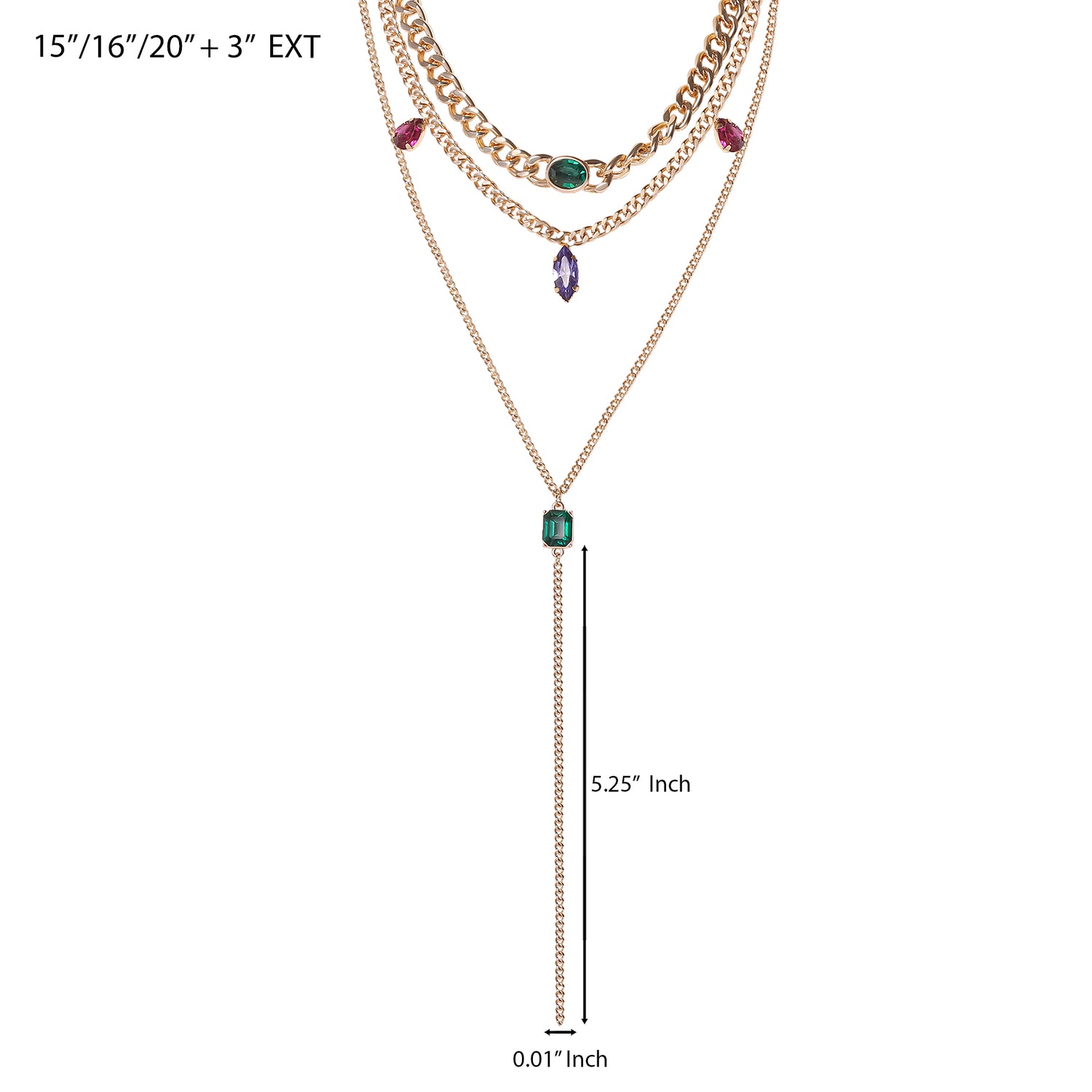JS Jessica Simpson Gold-Tone Gemstone Accent Layered Necklace