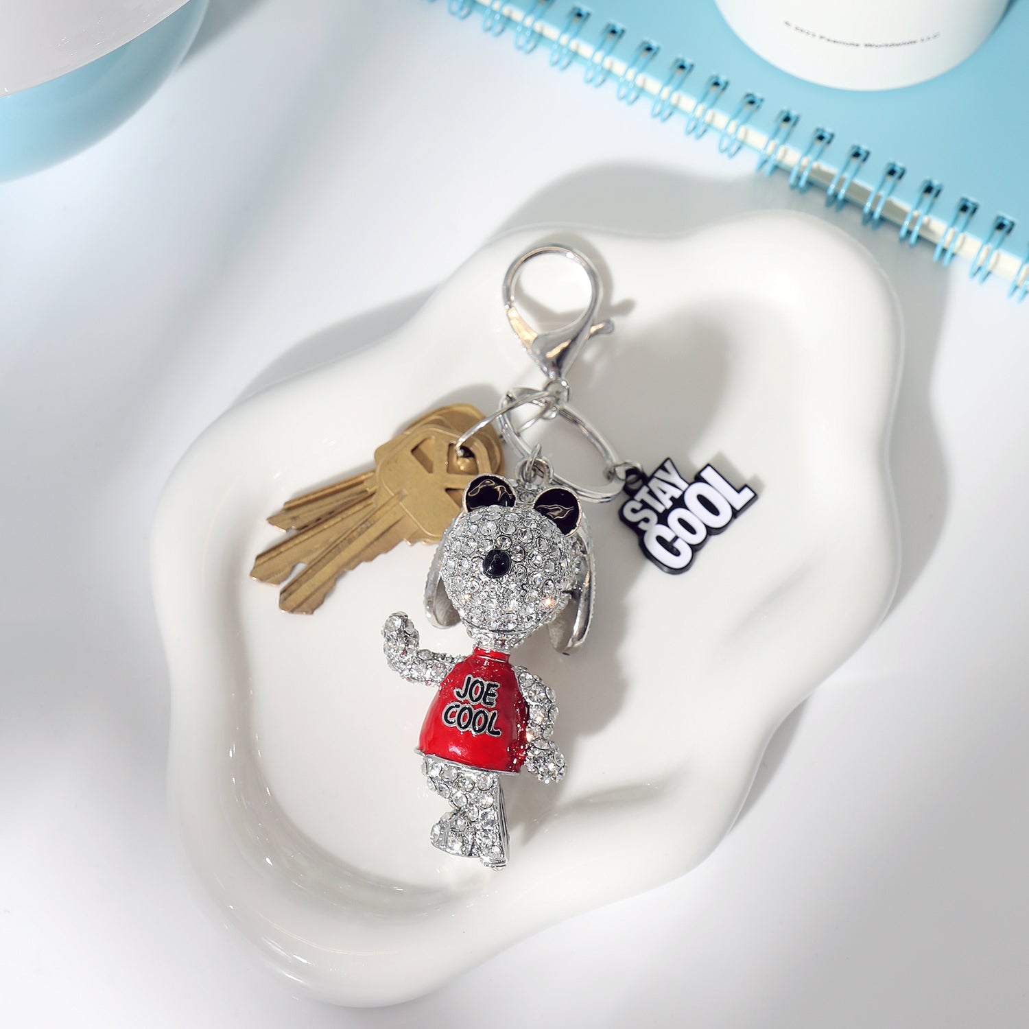 Peanuts Snoopy Joe Cool Crystal Pavé Bag Charm Keychain – Officially Licensed