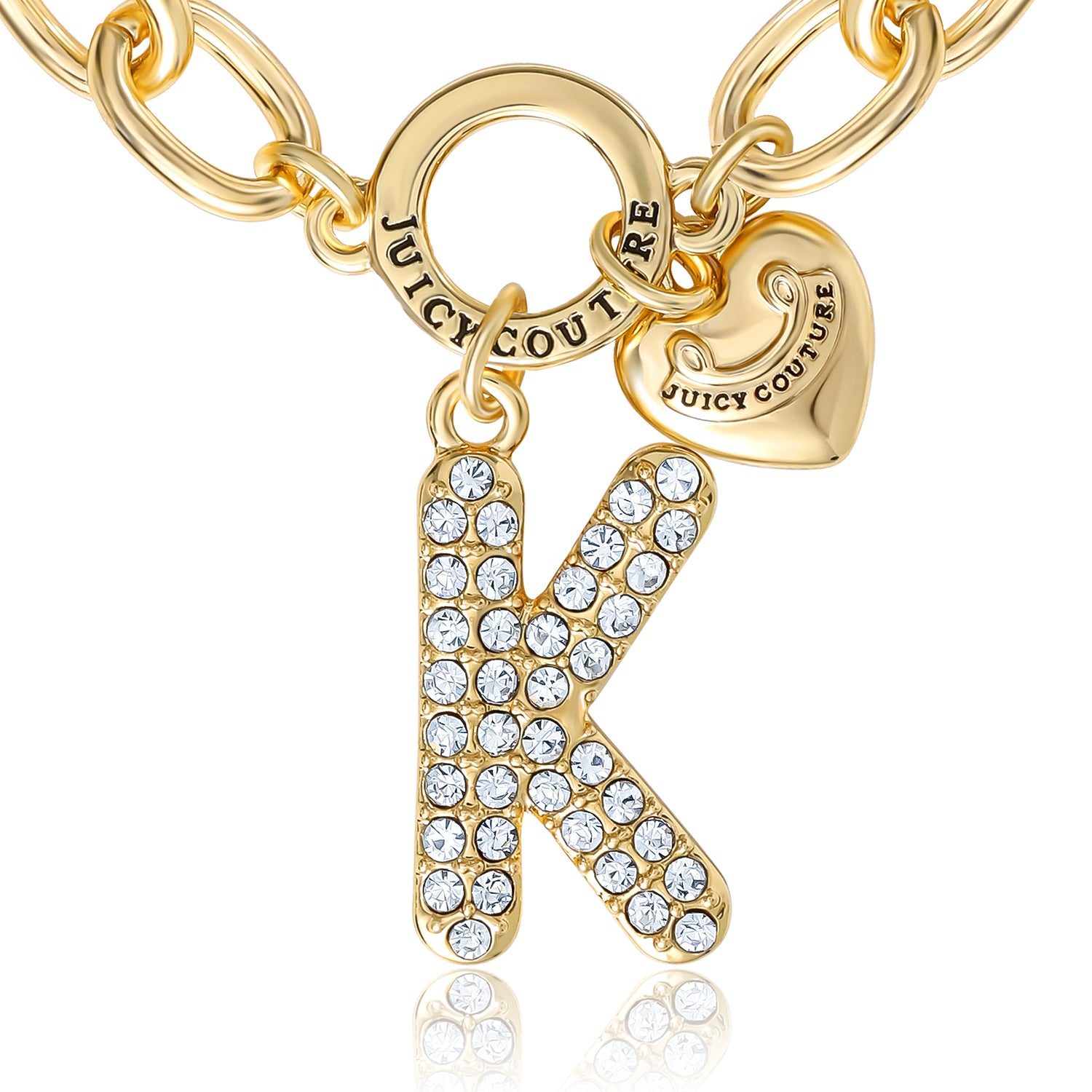 Juicy Couture Pavé Initial Charm Bracelet - 7.5'' Gold Tone Link