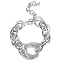Jessica Simpson Silver-Tone Pavé Oval Link Bracelet