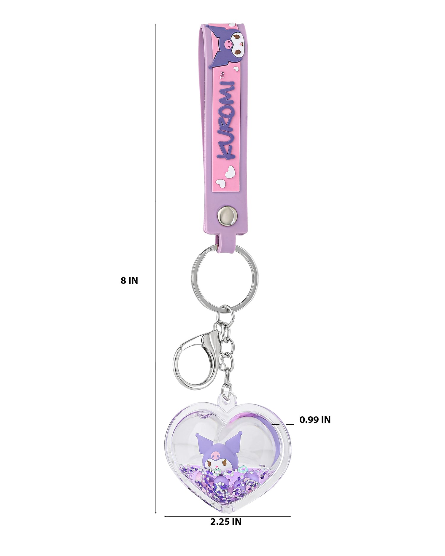 SALLY ROSE KUROMI PURPLE HEART LIQUID KEYCHAIN