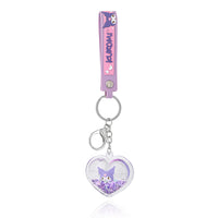 Kuromi Heart Keychain with Purple Strap and Floating Charm
