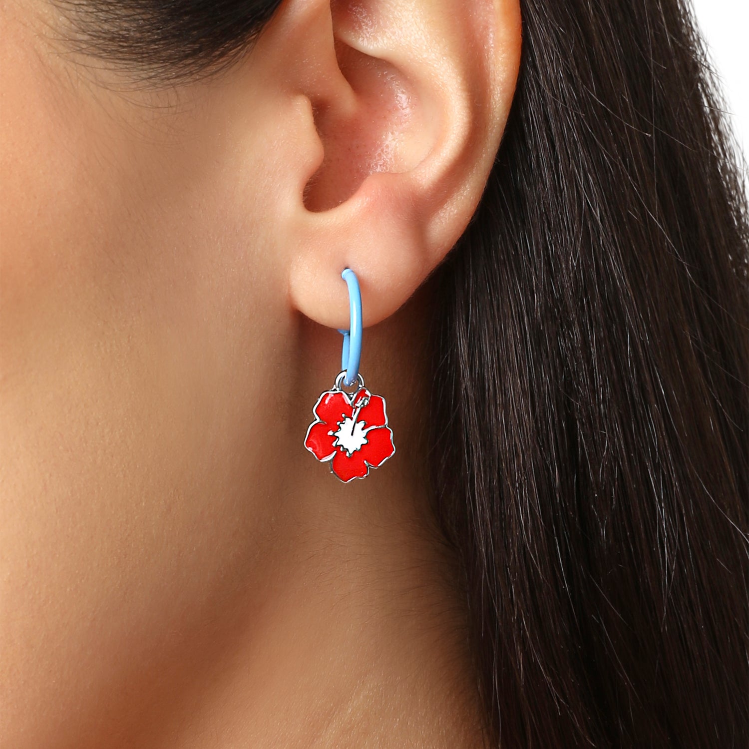 Disney Stitch Charm Hoop Earring Set, 3 Pairs with Interchangeable Charms, Silver‑Tone