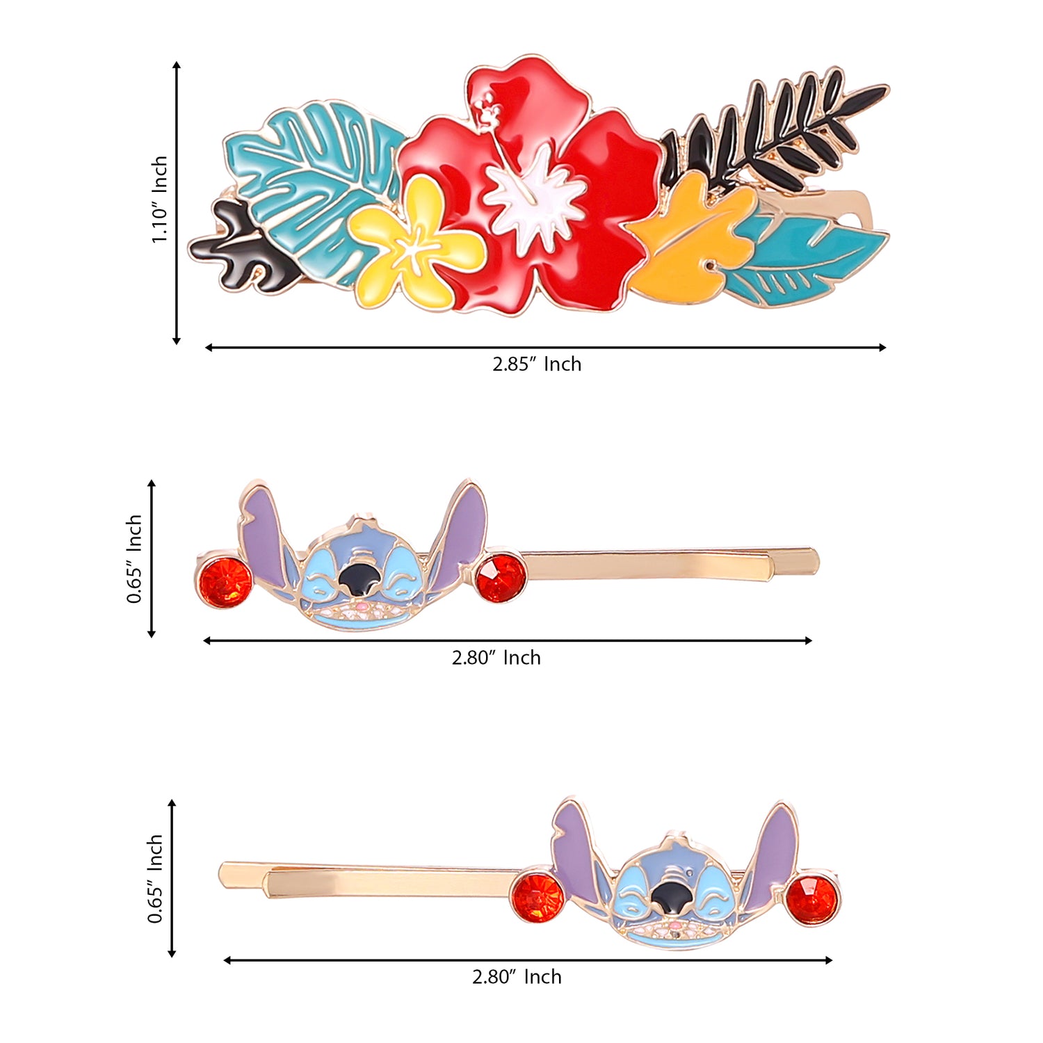 Disney Stitch Barrette and Bobby Pins Set 3-Piece Official License