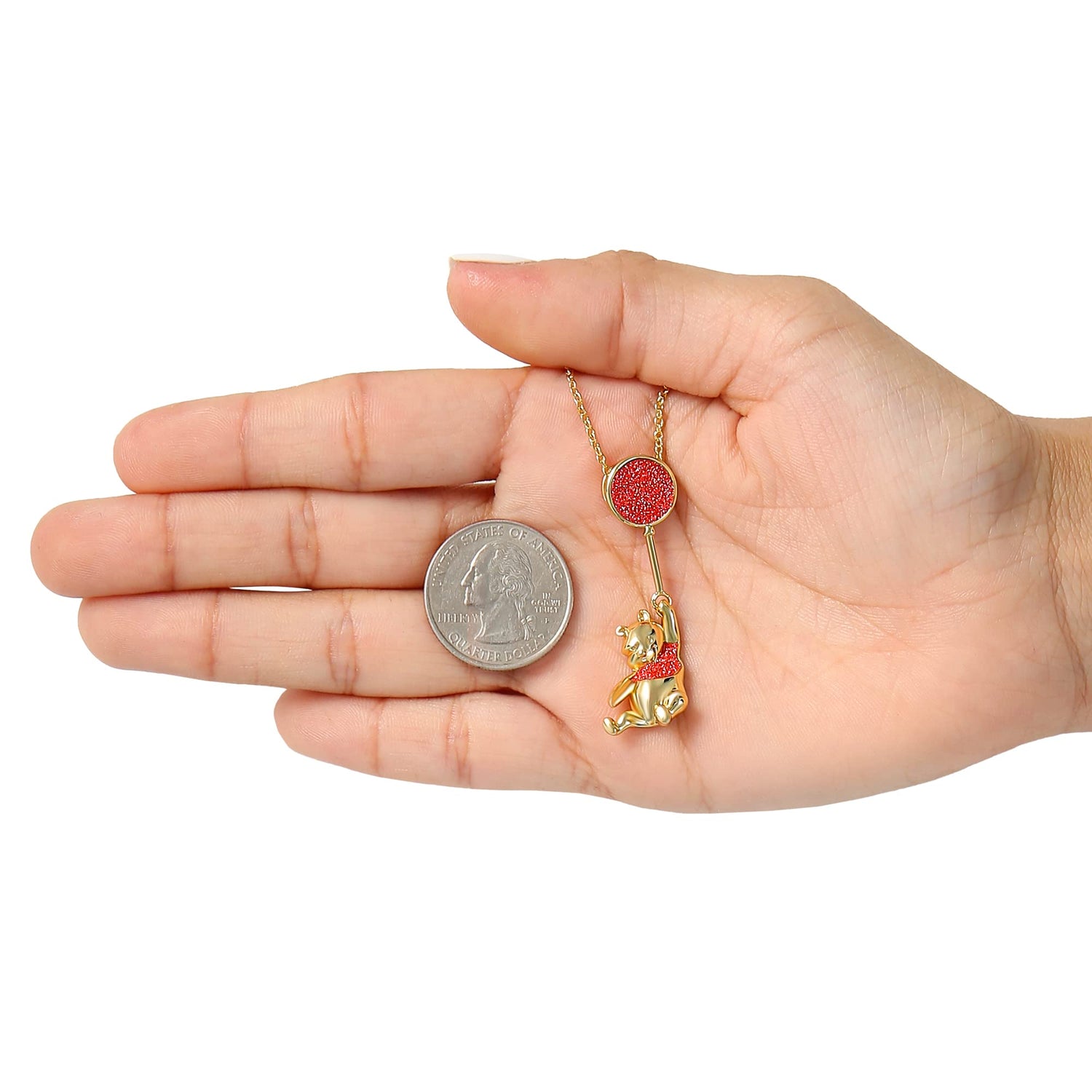Disney Piglet and Winnie the Pooh Necklace Official License 18" - 24kt Gold Flash-Plated Sterling Silver with Cubic Zirconia