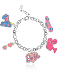 SALLY ROSE Barbie Charm Bracelet for Women Official License, 6"+1" Fashion Jewelry Bracelet with 5 Barbie Charms