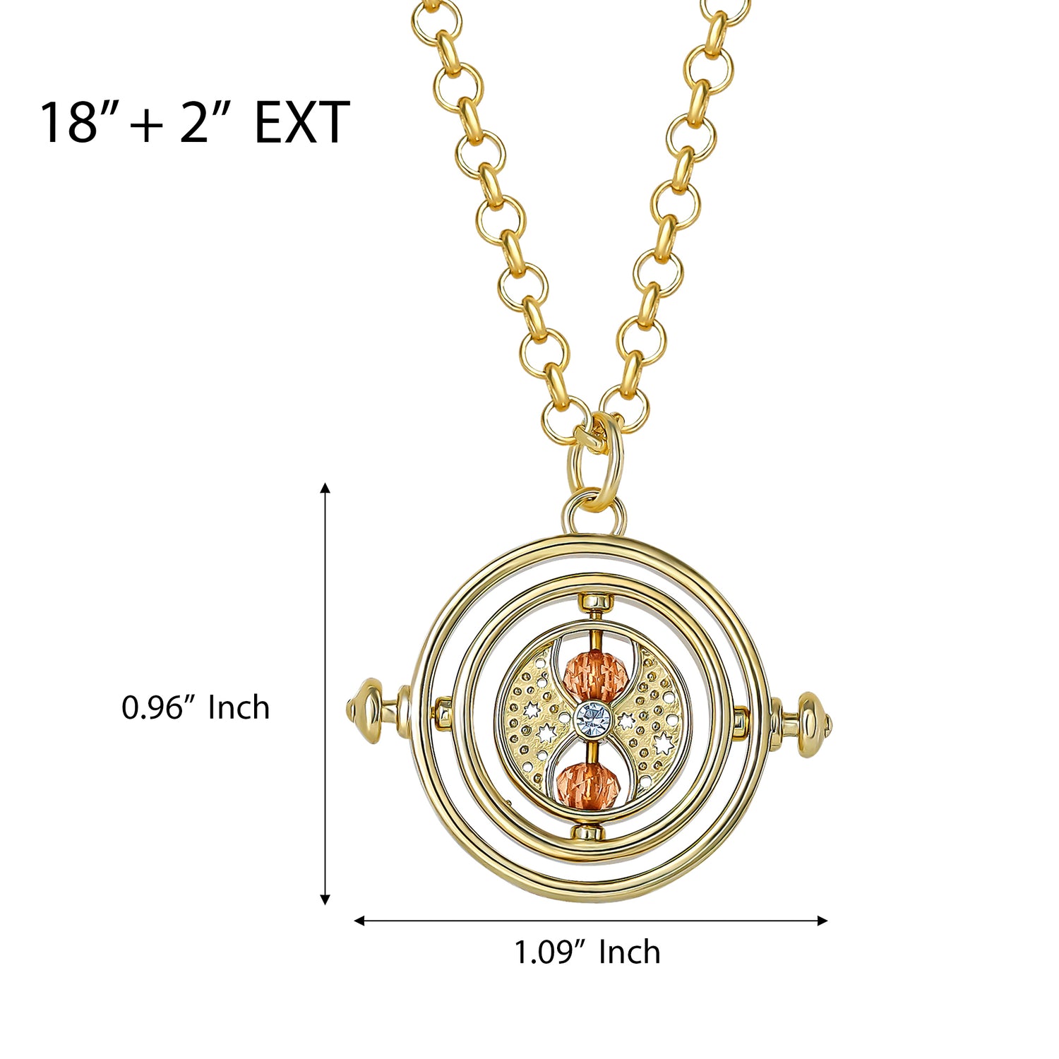 Harry Potter Time Turner Necklace for Women, 18k Gold Flash Plated