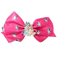 Bingo and Bluey Bow Hair Clip Official License, Pink Bow for Hair