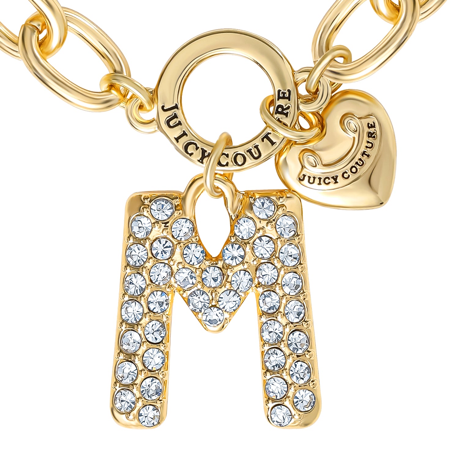 Juicy Couture Pavé Initial Charm Bracelet - 7.5'' Gold Tone Link