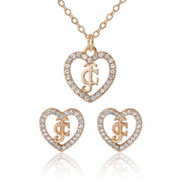 Juicy Couture Gold-Tone Pavé Heart Necklace & Stud Earrings Set