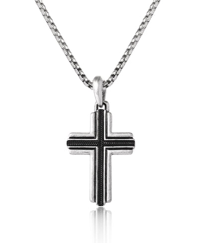 Lucky Brand Cross Pendant Necklace - Men's Silver-Tone Cross Chain