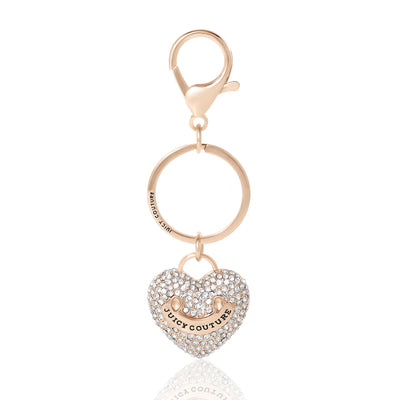 Juicy Couture Heart Keychains with Clear Pave Crystals, Bling Keychains for Women