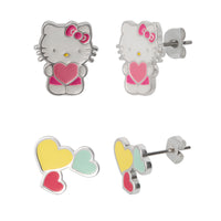 Hello Kitty Stud Earrings Set for Women, 2 Pairs, Sanrio Studs
