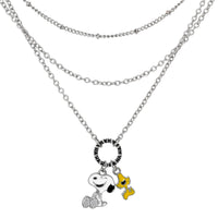 Peanuts Snoopy and Woodstock Layered Necklace for Women, 16/17/18"+3.25"
