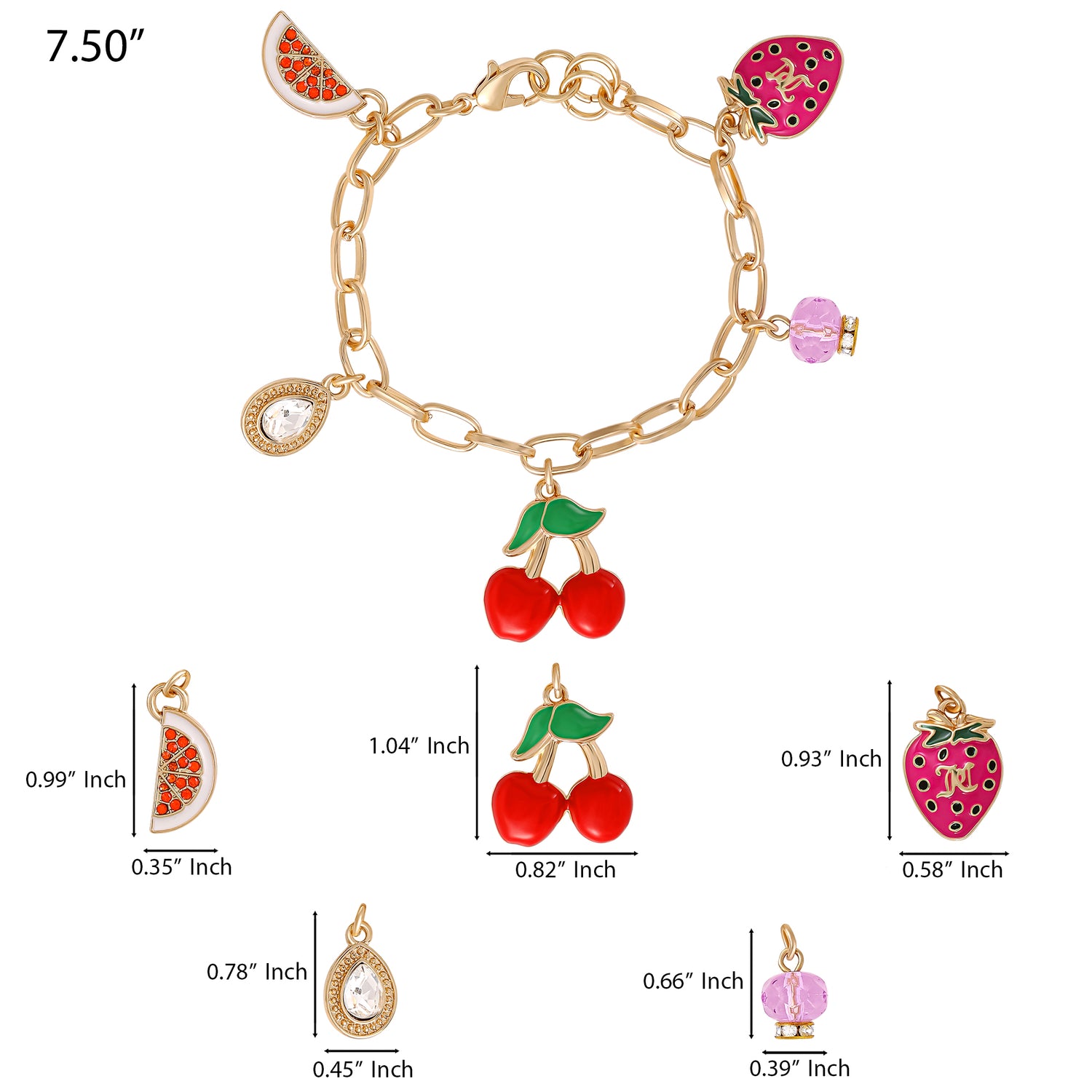 Juicy Couture Cherry & Fruit Charm Bracelet