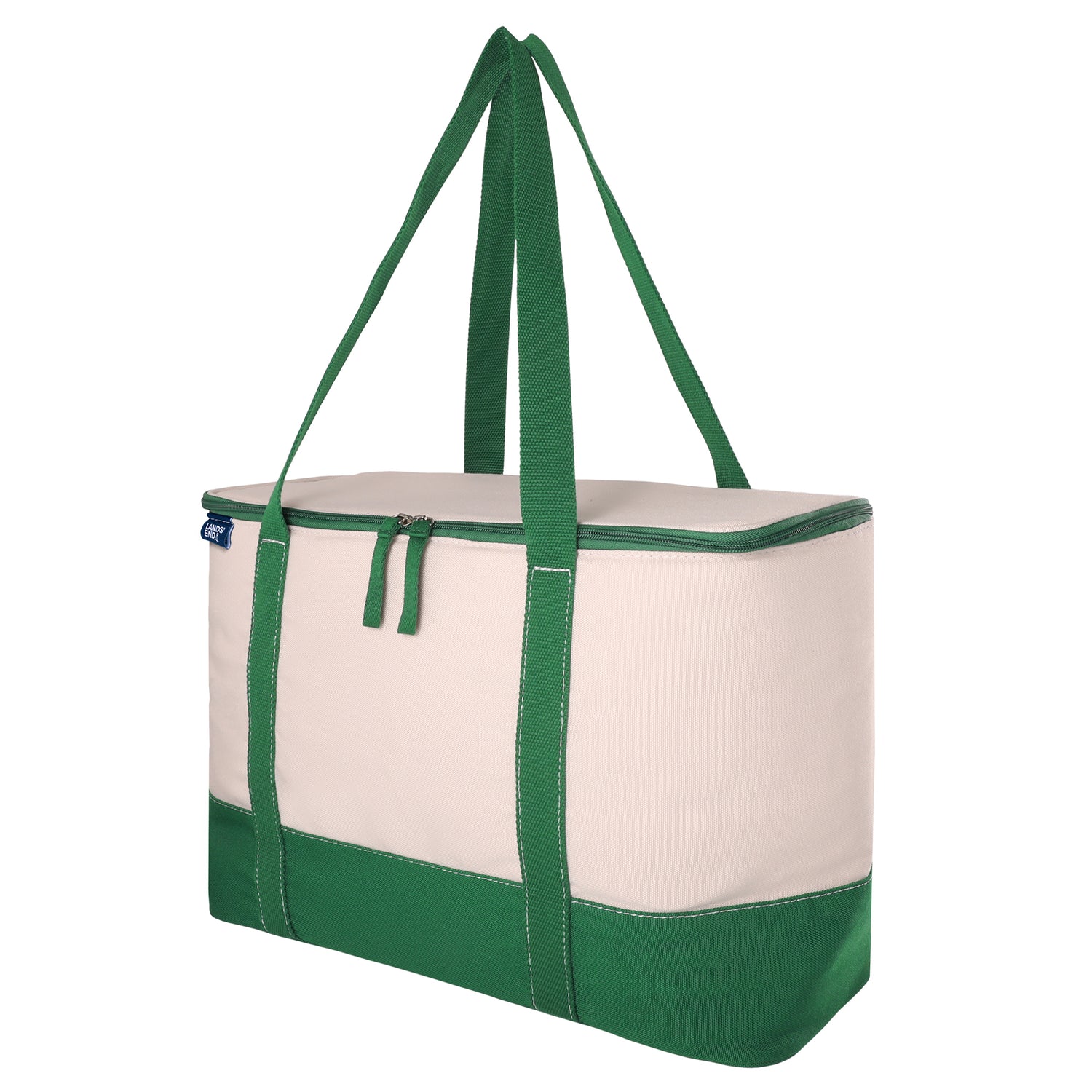 Lands' End Rectangular Large Cooler Bag Insulated 8 Gal, Canvas Soft Cooler with Tote Handles and Zip Closure (Kelly Green) - Kelly Green