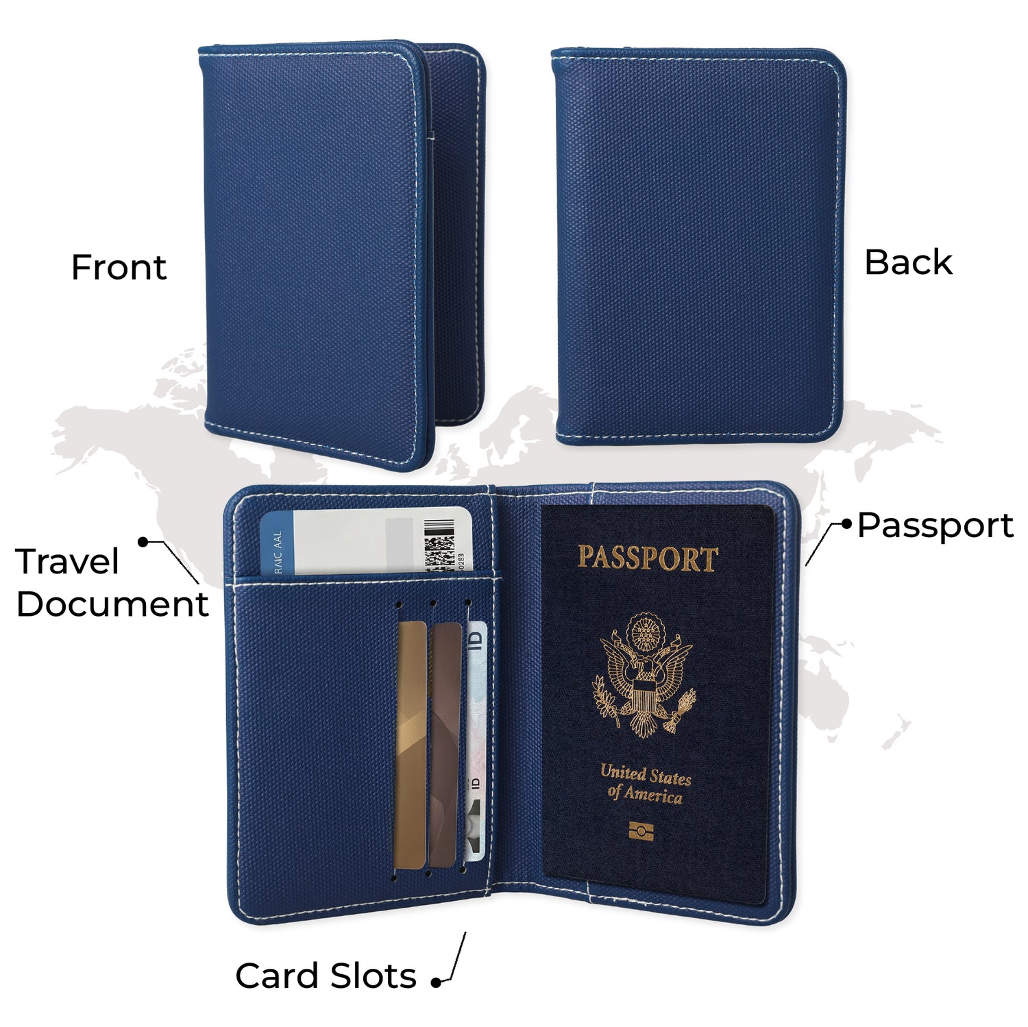 Lands' End Passport Holder for Travel, Passport Cover for Men and Women, Travel Folio (Navy) - Navy