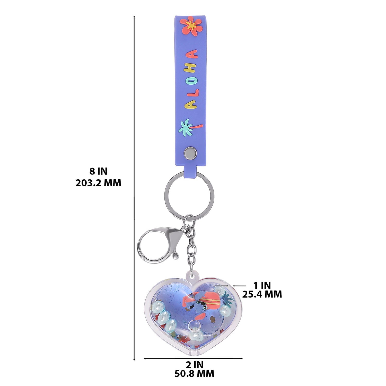 Disney Stitch Heart Shaped Liquid Surfing Keychain