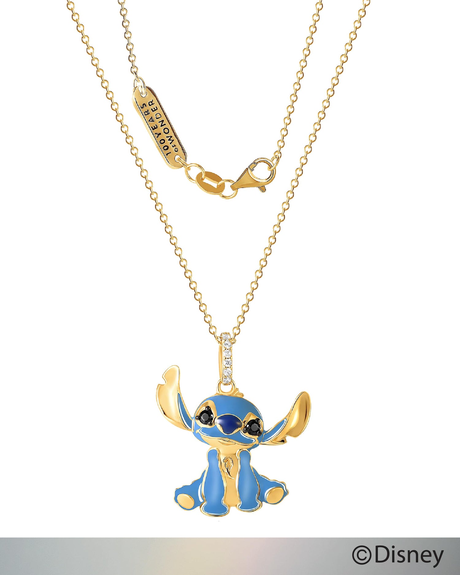 Disney Womens Stitch Necklace 18", Official License Flash Plated Necklace with Stitch Pendant