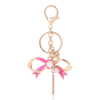Juicy Couture Pink Enamel Heart Keychain With Faux Pearls & Juicy Logo Charm