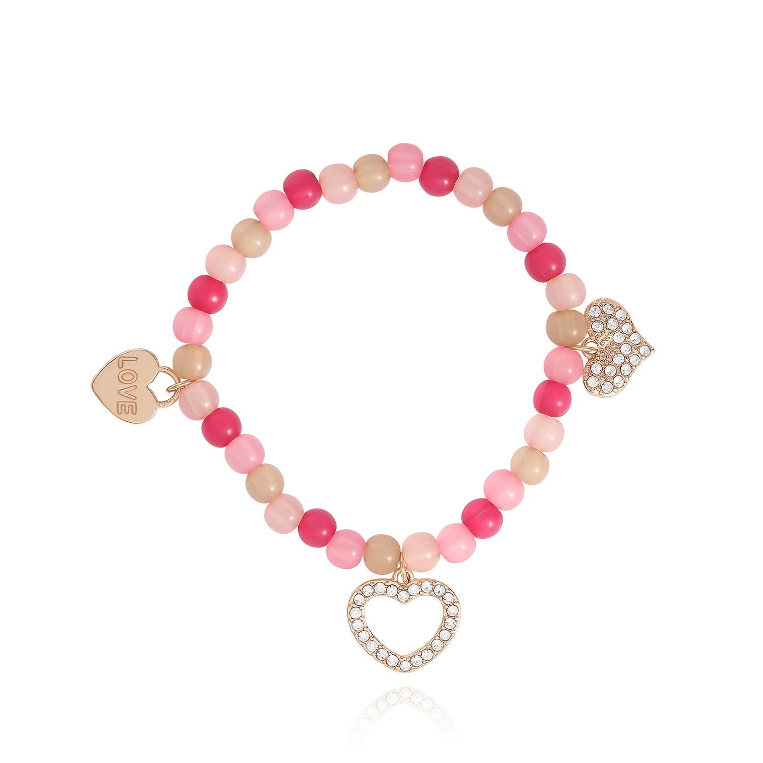 Jessica Simpson Kids Pink Heart Charm Bracelet & Earrings Set