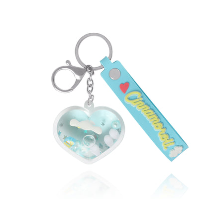 Hello Kitty Cinnamoroll Heart Shaped Liquid Keychain