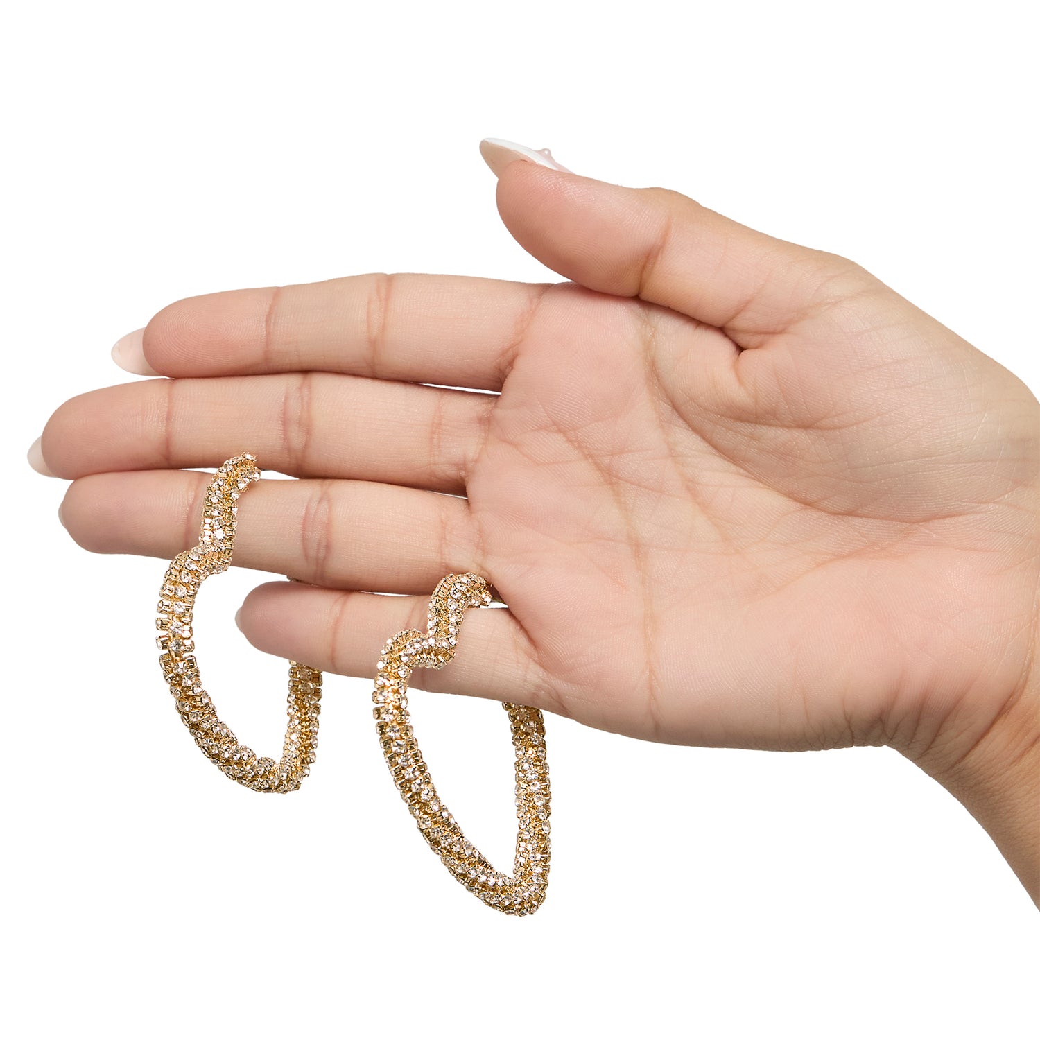 BCBGeneration Crystal Heart Hoop Earrings