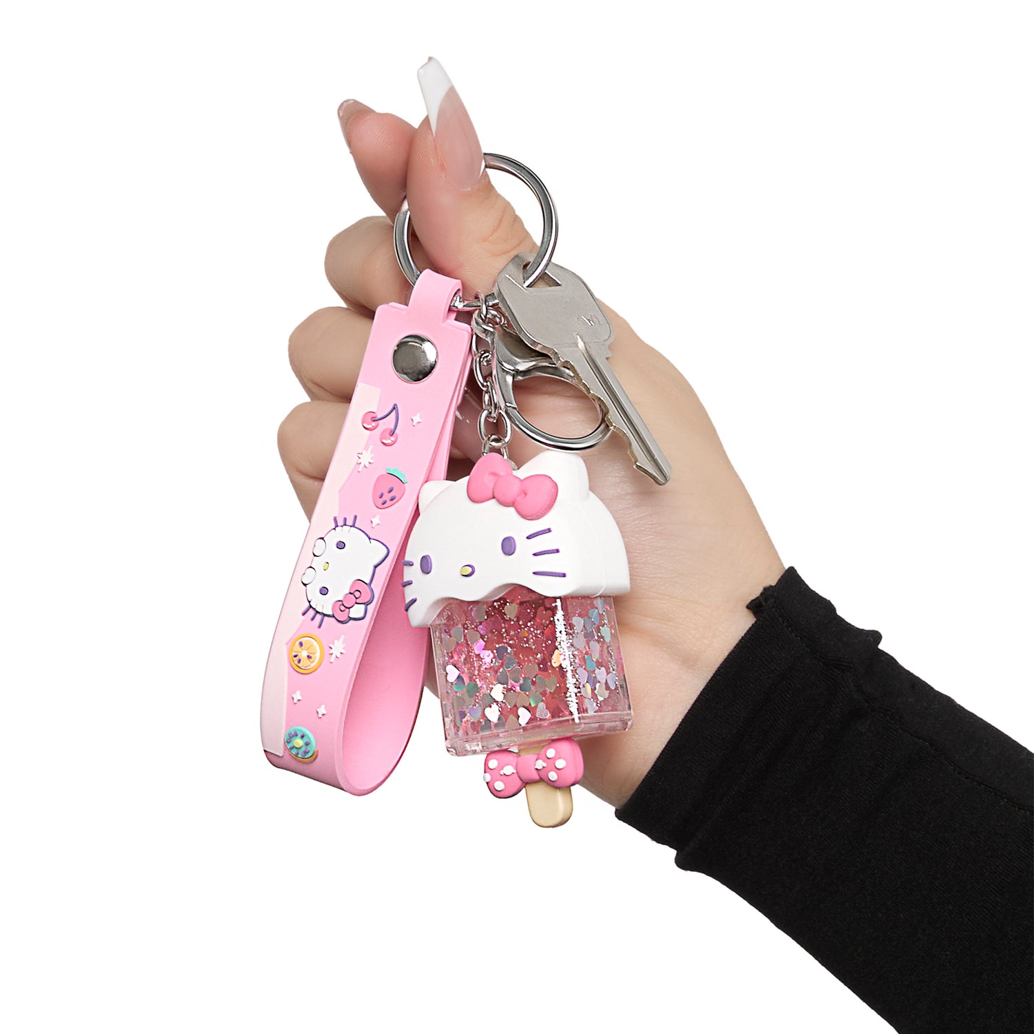 Hello Kitty Liquid Popsicle Keychain, Cute Bag and Purse Charm