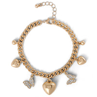 Jessica Simpson Heart & Butterfly Gold-Tone Bracelet