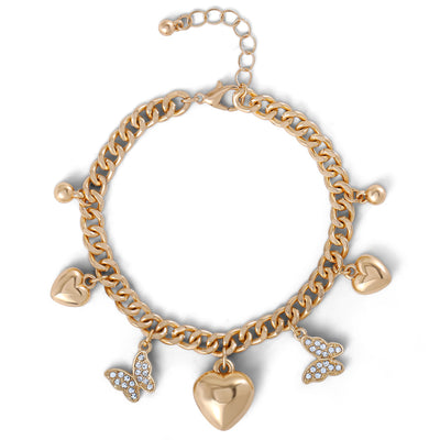 Jessica Simpson Heart & Butterfly Gold-Tone Bracelet