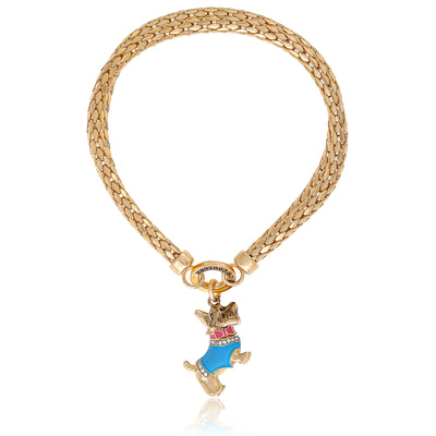 Juicy Couture Double Chain Bracelet with Blue Dog Charm