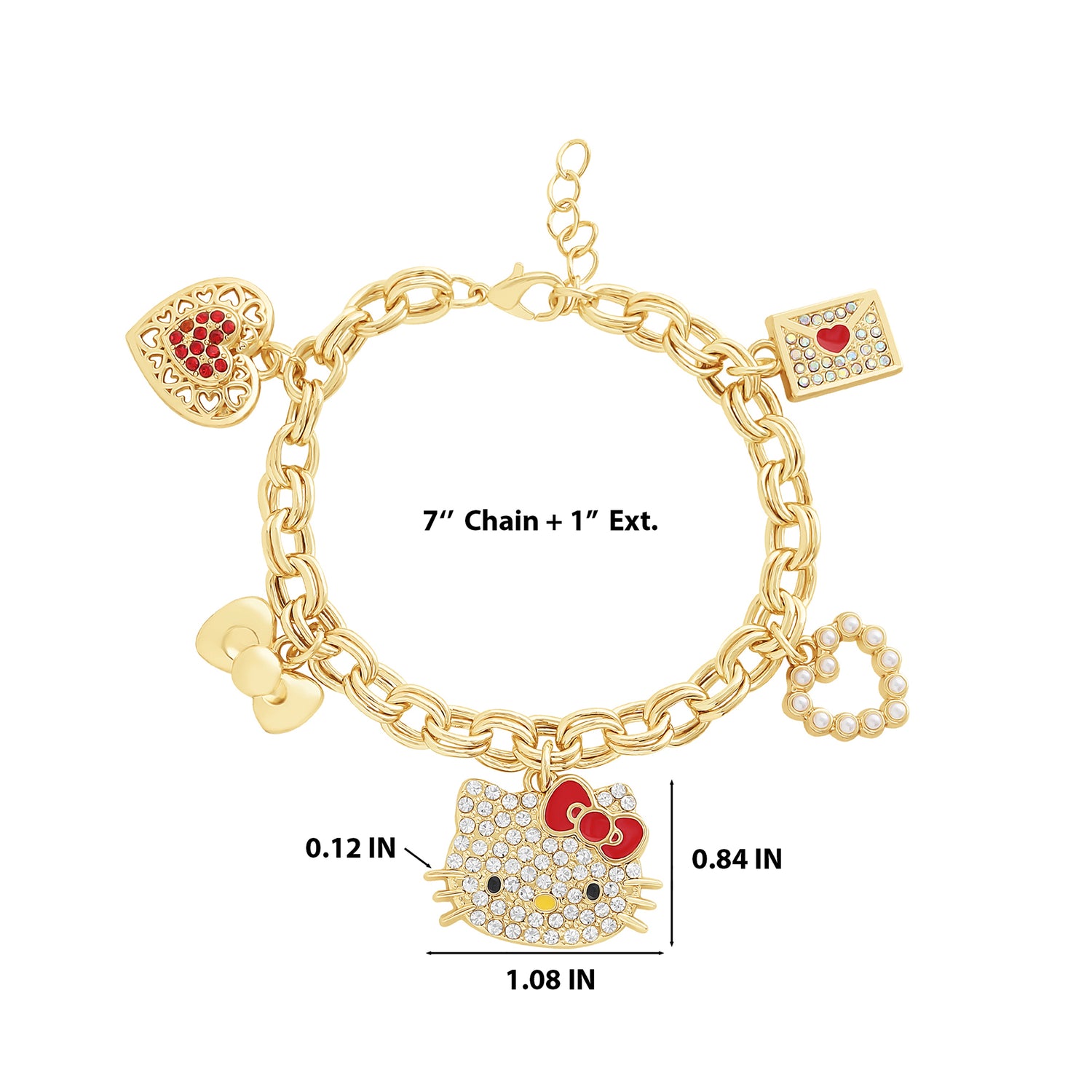 Hello Kitty Crystal Charm Bracelet with Iconic Charms