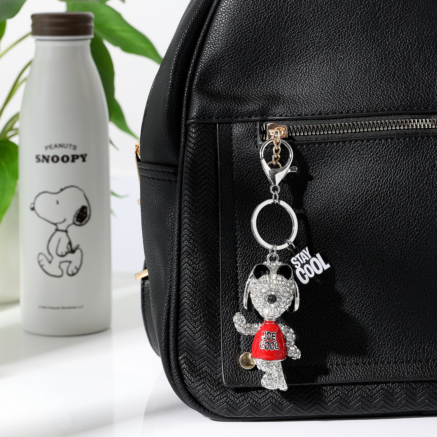 Peanuts Snoopy Joe Cool Crystal Pavé Bag Charm Keychain – Officially Licensed