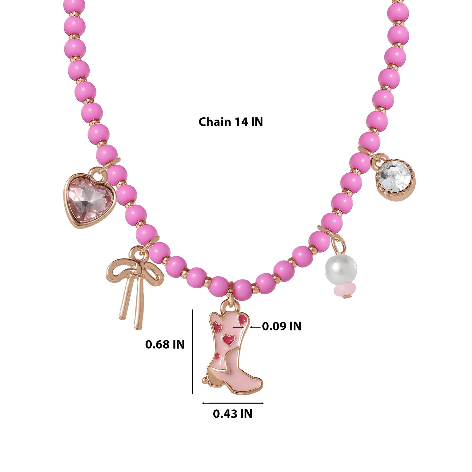 Jessica Simpson Kids Charm Necklace & Earrings Set - Pink & Gold Western Style
