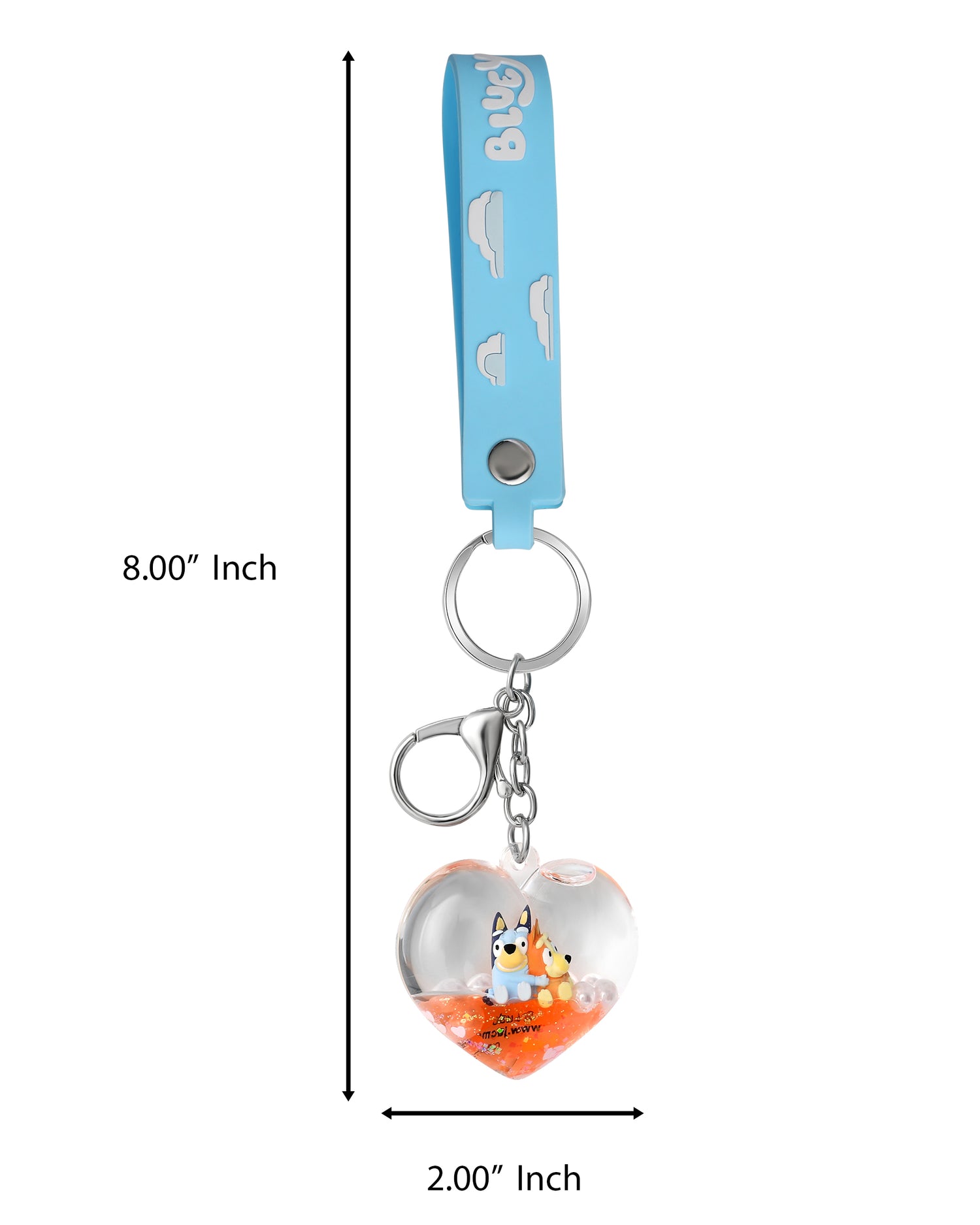 Bluey and Bingo Liquid Heart Bag Charm Keychain