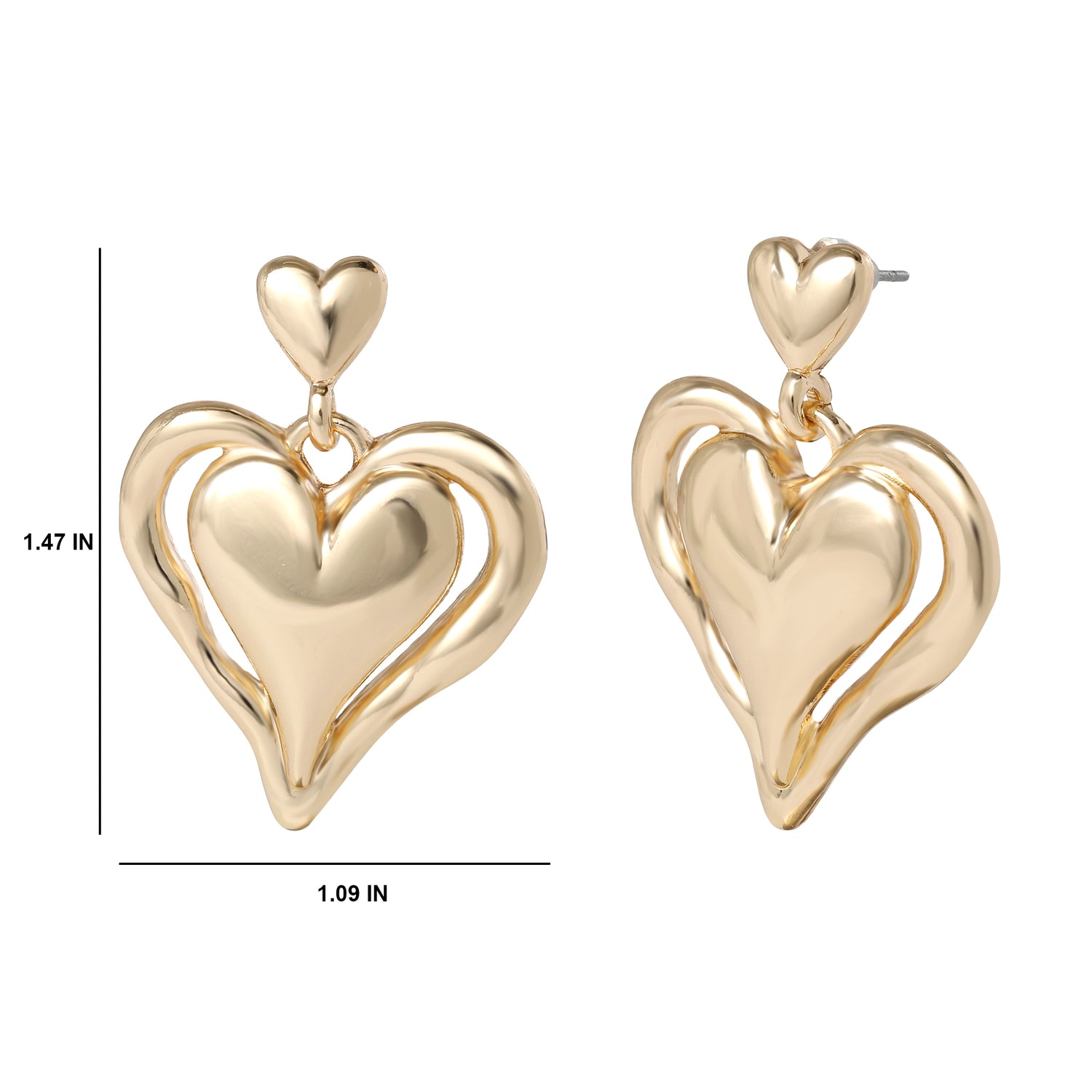 BCBGeneration Double Heart Drop Earrings
