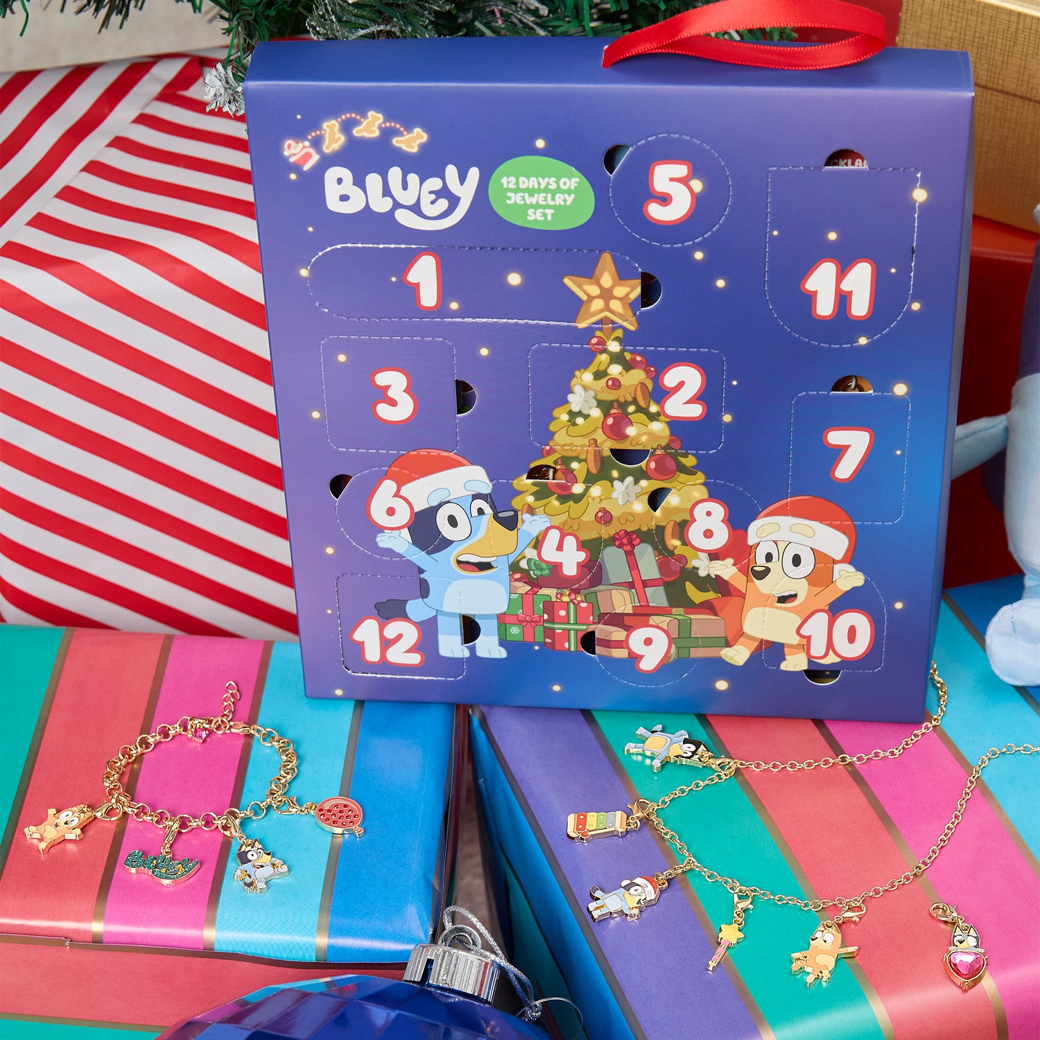 Bluey Charm Jewelry Advent Set with Necklace and Bracelet Chains Interchangable Charms
