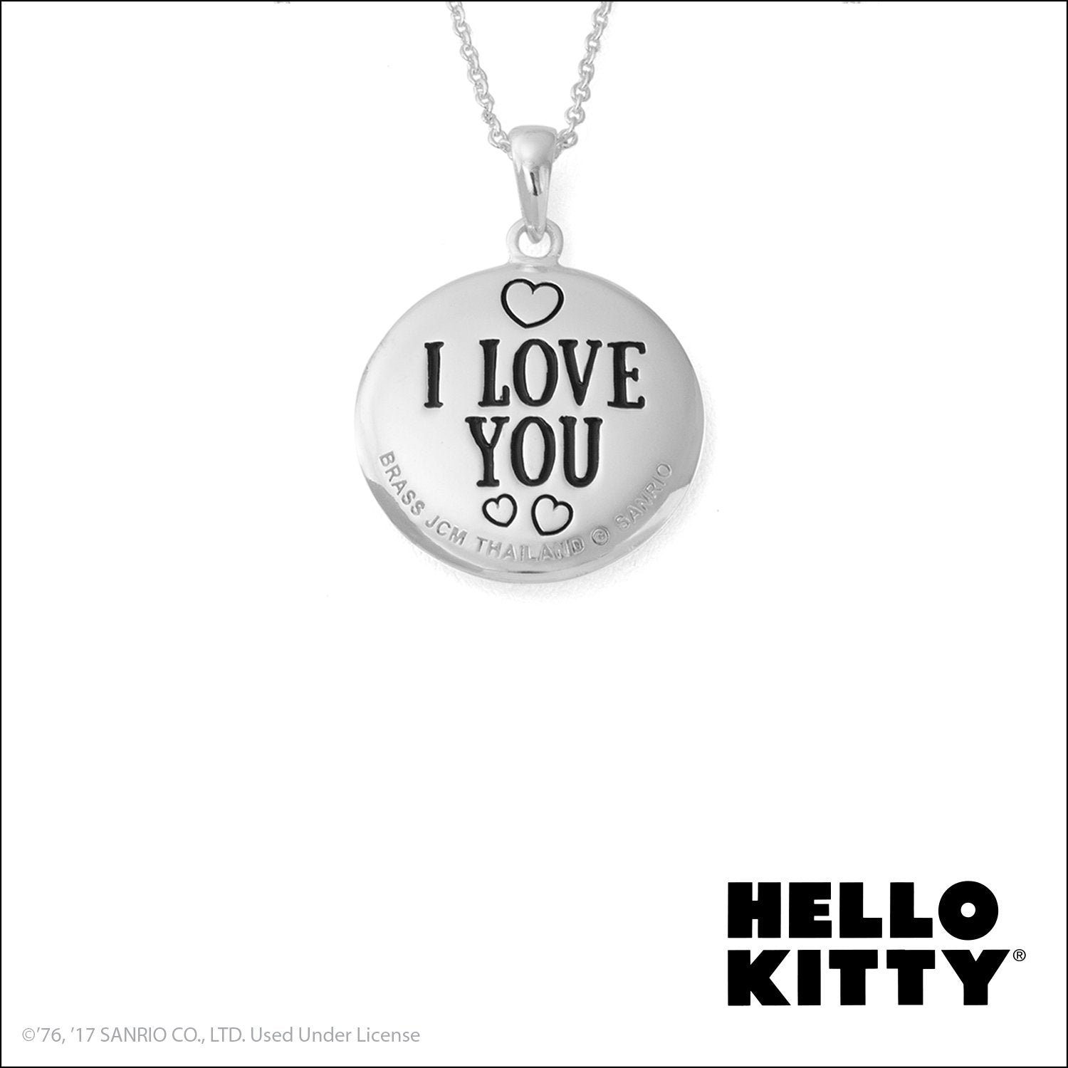 Hello Kitty Silver Plated I Love You Pendant Necklace, 18"