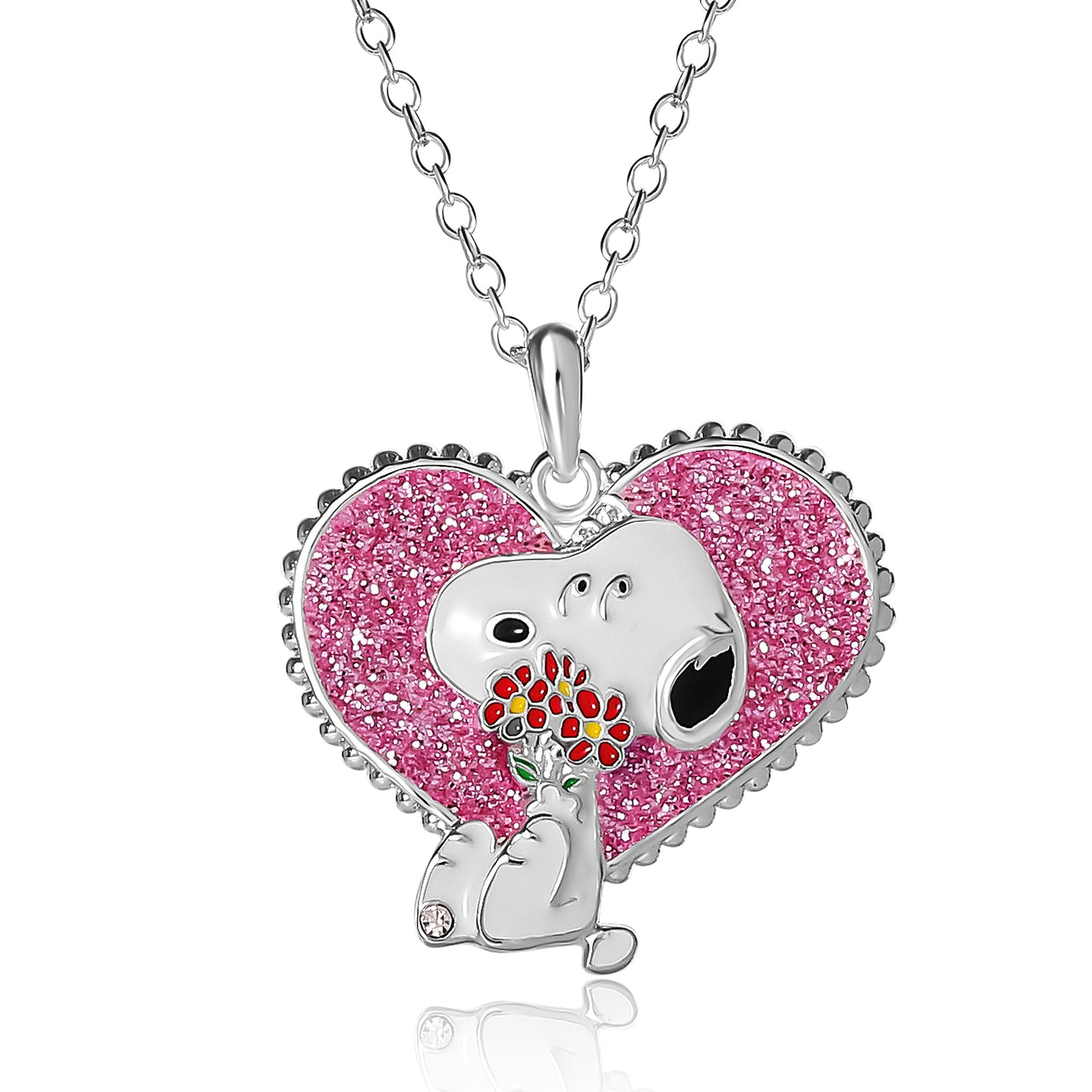 Peanuts Snoopy Heart Flowers Valentine's Day Pendant